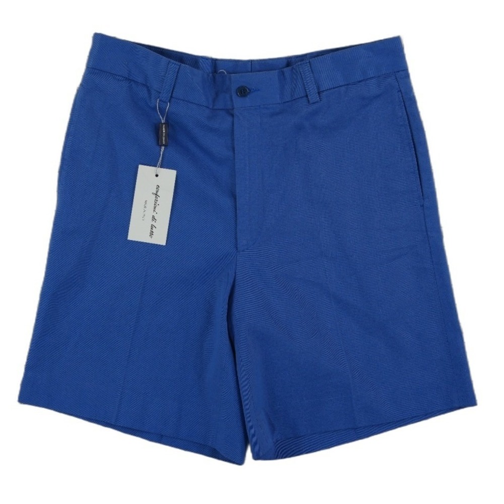 NWT Ben Silver Cotton Shorts Men's Size 33 Blue Cruise Plain Front Golf Italy